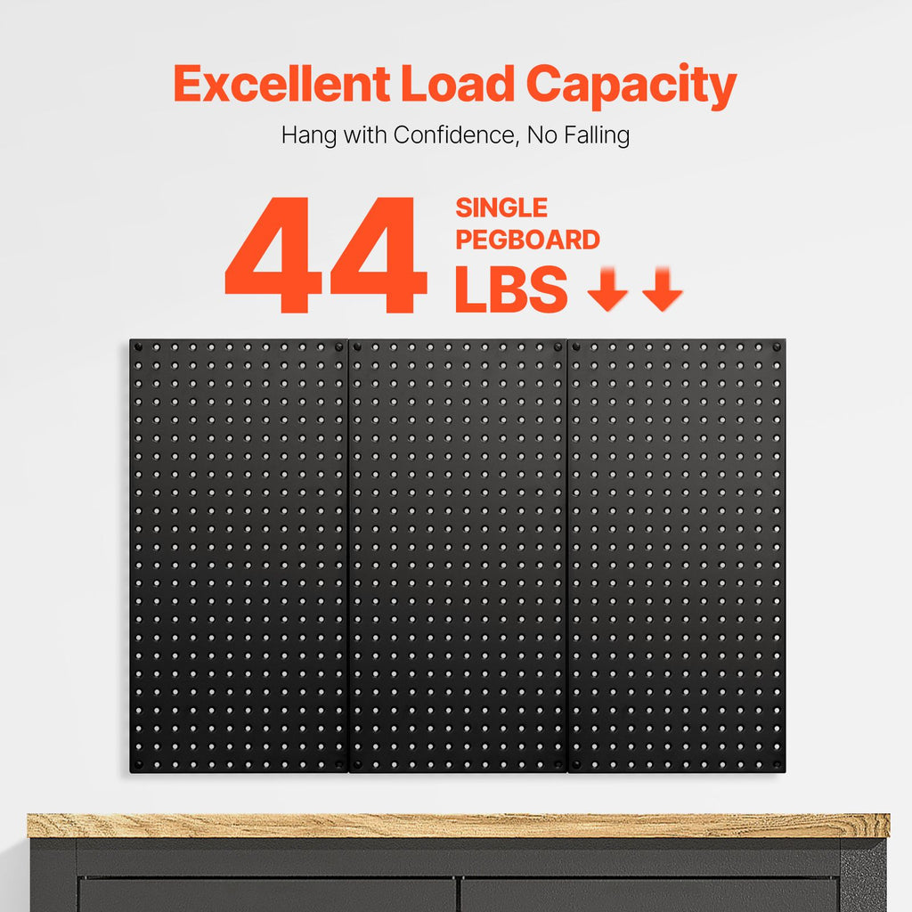 Metal Pegboard Panels, 24" x 12" Pegboard, 3 Panels, Heavy Duty Steel Peg Board Wall Organizer, for Living Room Garage Tool Storage Workbench Office Organization Craft Room Kitchen Home, Black image 2