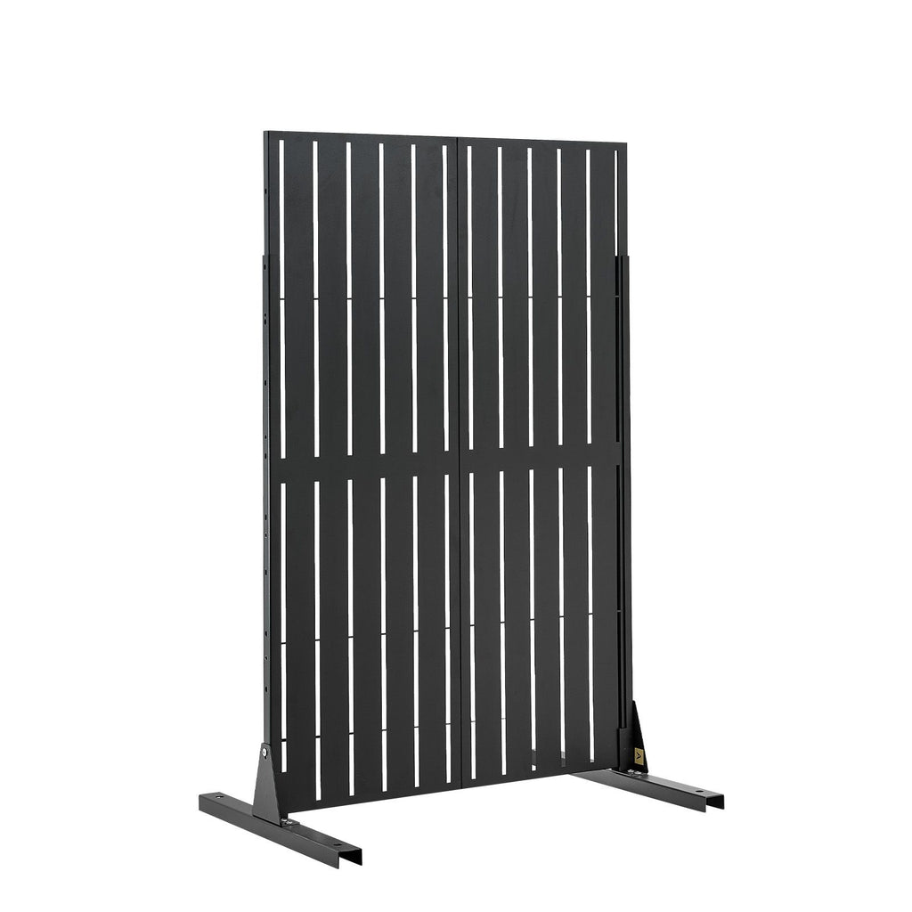 Metal Privacy Screen, 44" W x 72" H Freestanding Modern Privacy Fence, Garden Divider Panel with Extended Base & Reinforcement Fixed, Freestanding Outdoor Divider for Garden, Indoor, Courtyard