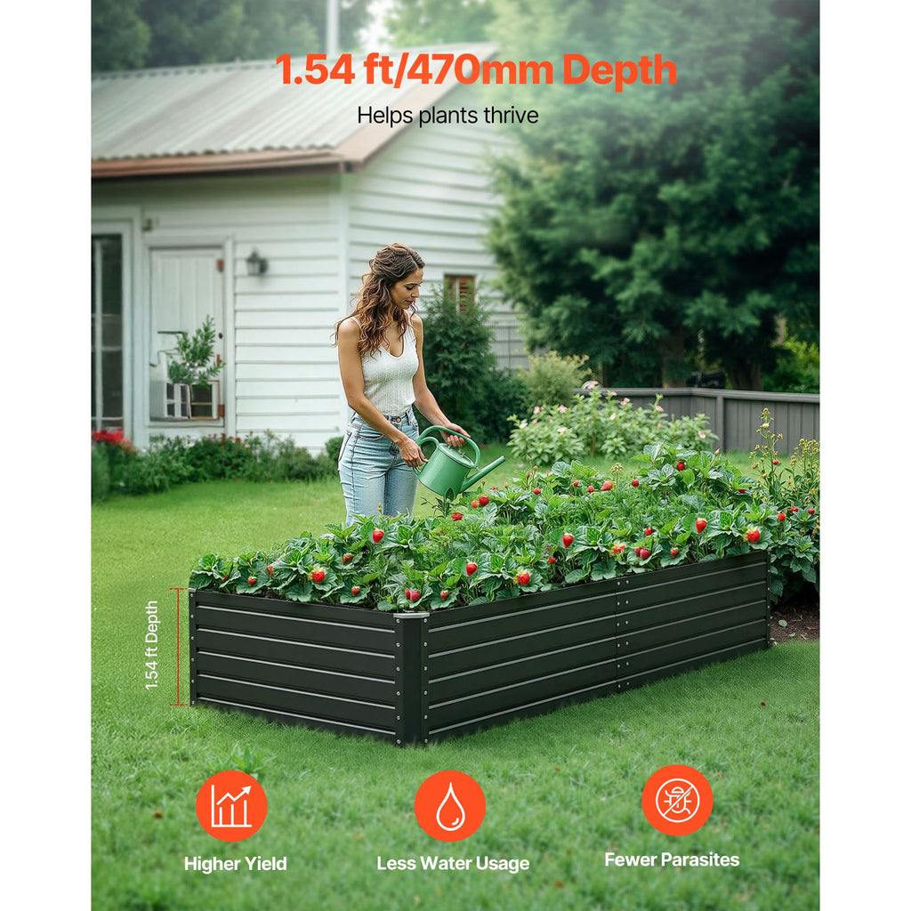 Metal Raised Garden Bed, 6.7 x 3 x 1.5 ft Outdoor Galvalume Planter Garden Box, Open Bottom Design, Large Planter Raised Bed for Growing Vegetables, Flowers, Herbs, and Succulents, Gray image 2