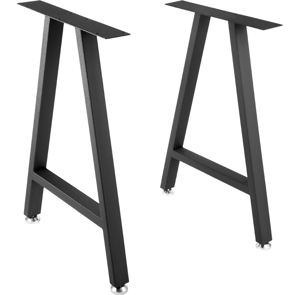Metal Table Legs 28 x 17.7 inch A-Shaped Desk Legs Set of 2 Heavy Duty Bench Legs with Polyurethane Coating, Furniture Legs with Floor Protectors, Wrought Iron Coffee Table Legs for Home DIY Bla