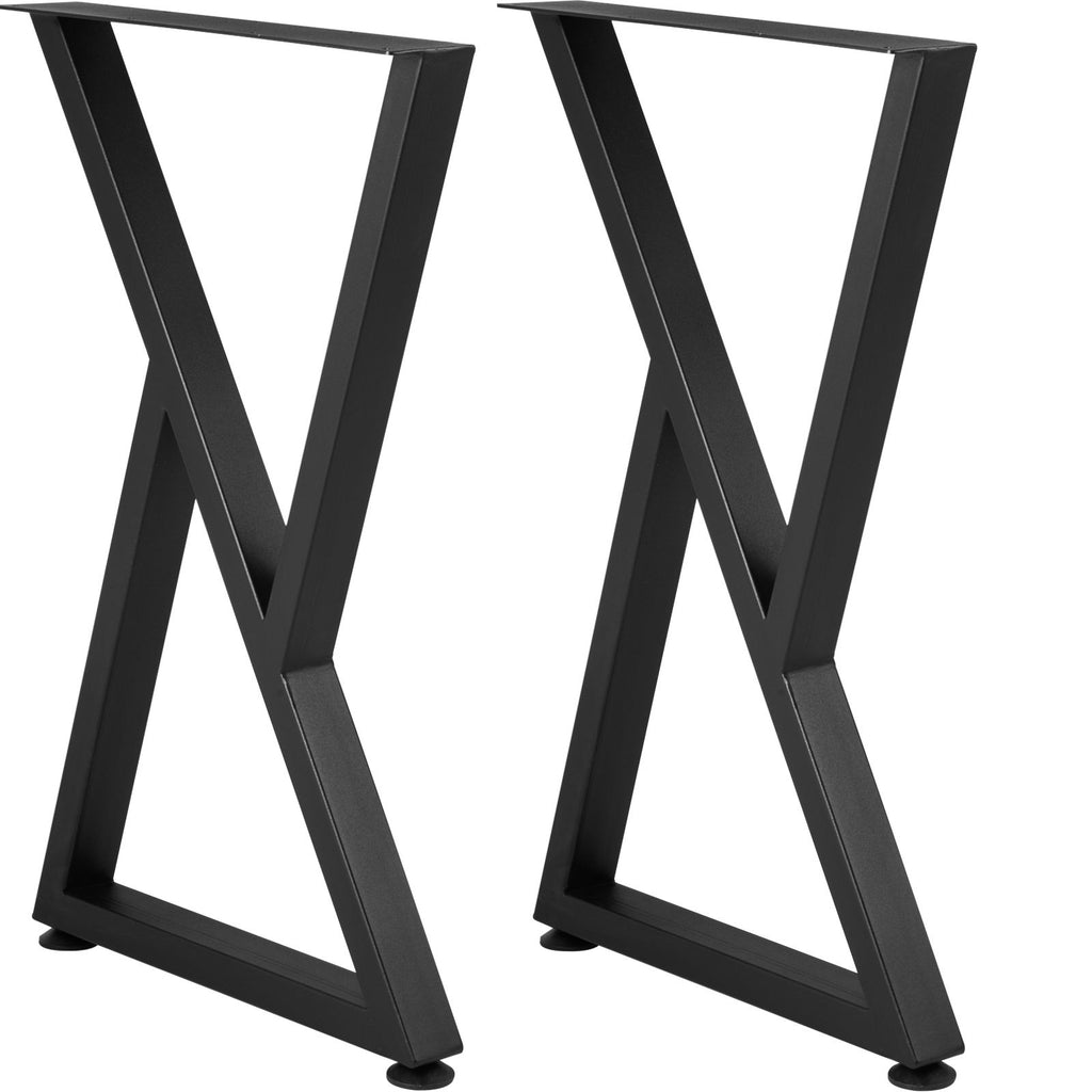 Metal Table Legs, 28x18 inch Desk Legs, Set of 2, Heavy Duty Bench Legs, Z Shape Metal Furniture Legs, Wrought Iron Coffee Table Legs, Home DIY for Dining Table with Rubber Floor Protectors, Mat