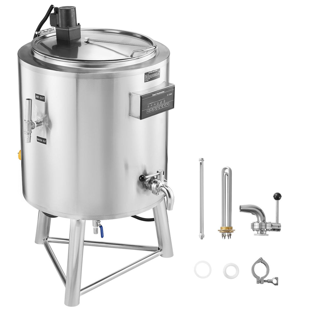 Milk Pasteurizer 100L, Commercial Milk Pasteurization Machine, Food Grade 304 Stainless Steel, Professional Pasteurization with Time and Temperature Control, for Milk Juice Yogurt Sterilization