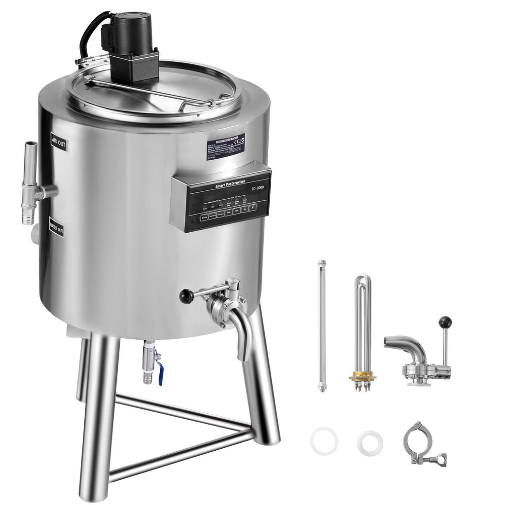 Milk Pasteurizer 30L, Commercial Milk Pasteurization Machine, Food Grade 304 Stainless Steel, Professional Pasteurization with Time and Temperature Control, for Milk Juice Yogurt Sterilization