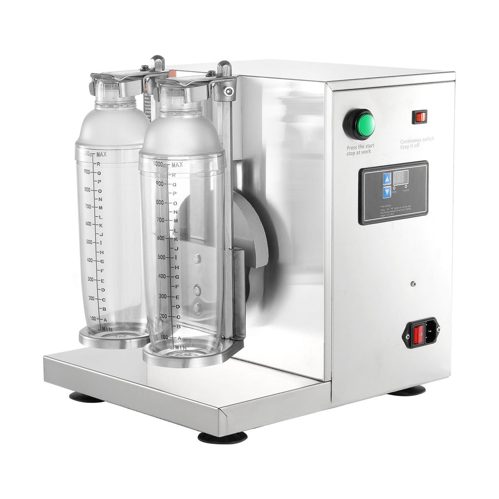Milkshake Maker Machine, 120W Commercial Milk Tea Shaker Machine, Double Head Milk Shake Mixer Machine, 0-180s Adjustable Milkshake Blender, with 1 L PC Cup, for Milk Tea Store