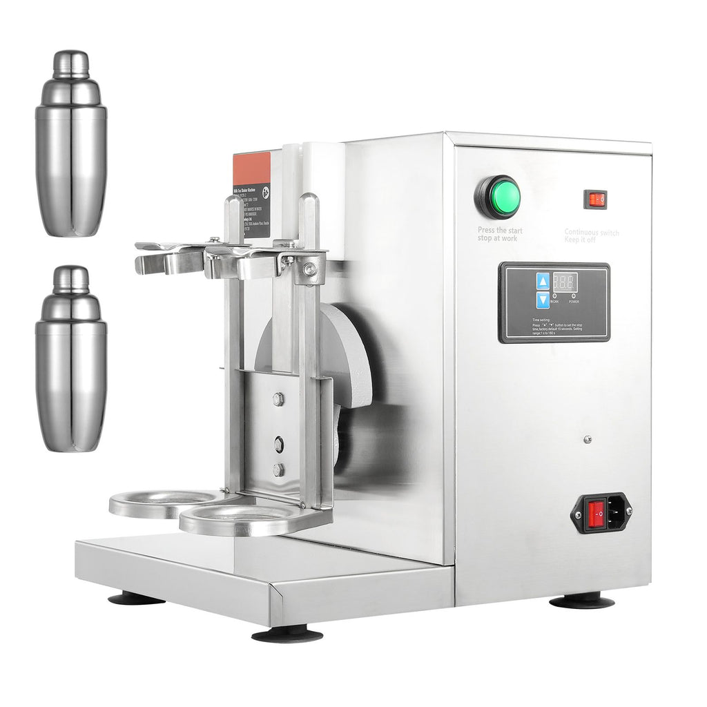 Milkshake Maker Machine, 120W Commercial Milk Tea Shaker Machine, Double Head Milk Shake Mixer Machine, 0-180s Adjustable Milkshake Blender, with 750 ml Stainless Steel Cup, for Milk Tea Store