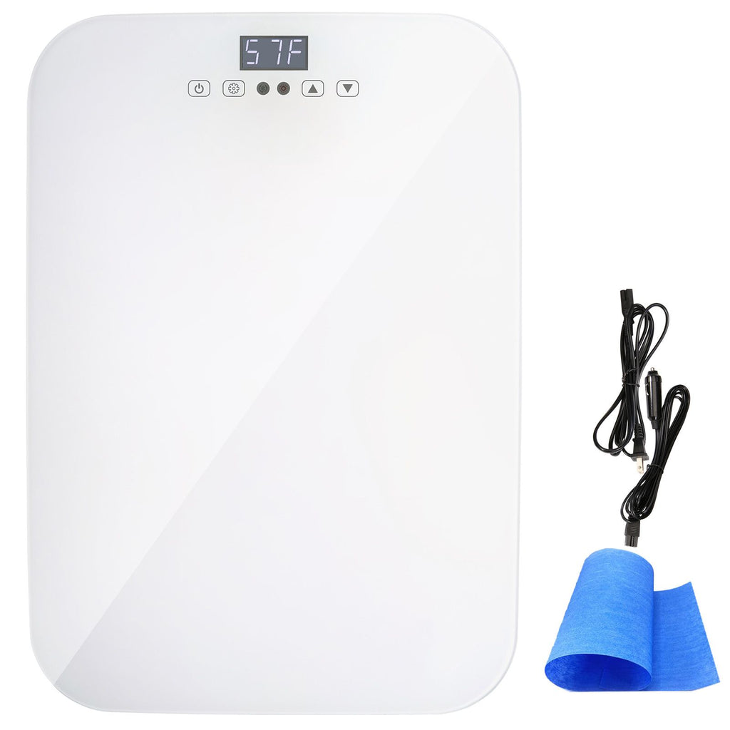 Mini Fridge, 20L Skincare Fridges with Temper Control Touch Screen, Portable Small Beverage Refrigerator for Bedroom Office Car Dorm, AC/DC Cool Warmer for Cosmetic Drink Milk, White