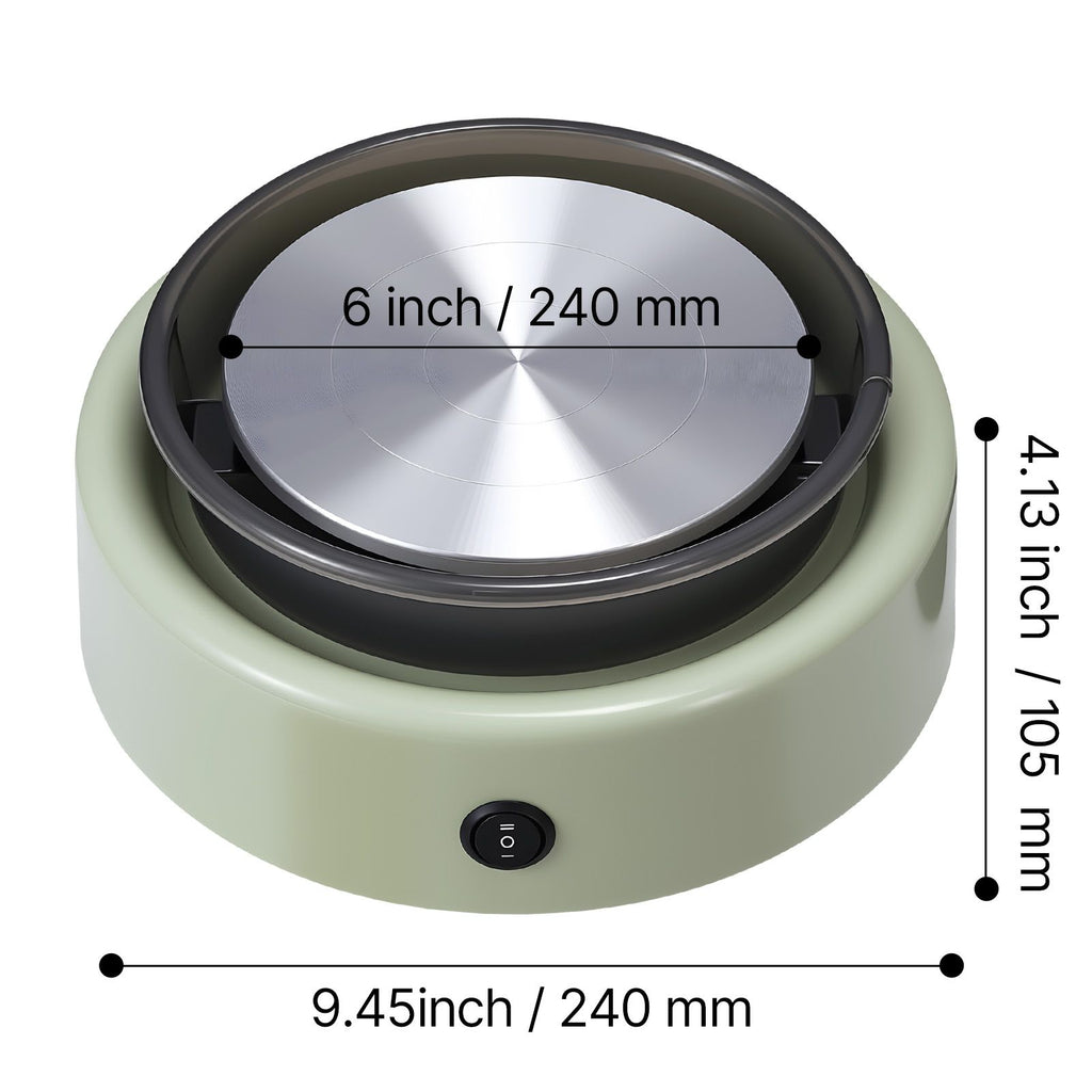 Mini Pottery Wheel, 6 inch Turntable, Forward and Reverse Rotation, Adjustable Speed, Electric Clay Wheel for Kids and Beginners, with Shaping Tools, for Home DIY, Pottery Classes, Green