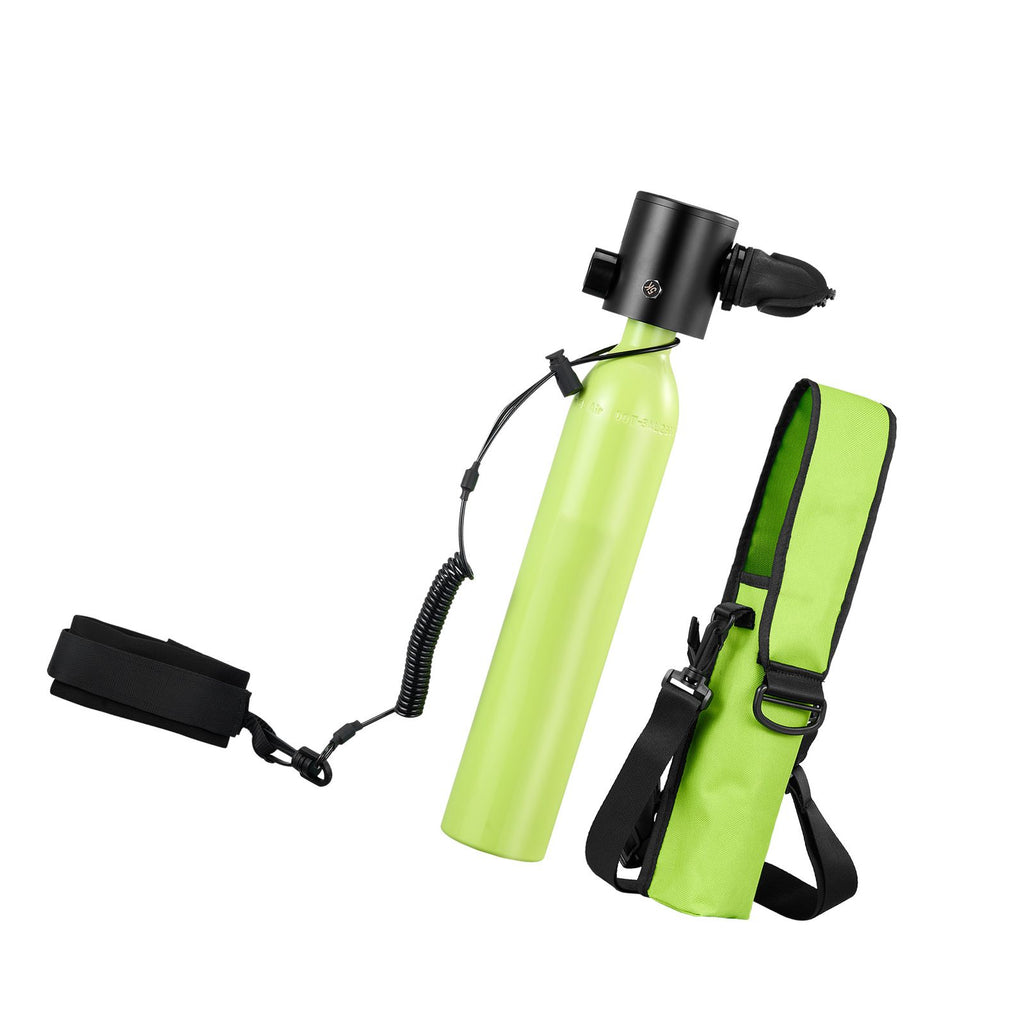 Mini Scuba Tank, 0.5L Portable Diving Tank for Underwater Breathing, Reusable Lung Diving Cylinder up to 10 Minutes Dive Time, Emergency Rescue Pony Bottle with Bag and Lanyard for Snorkeling