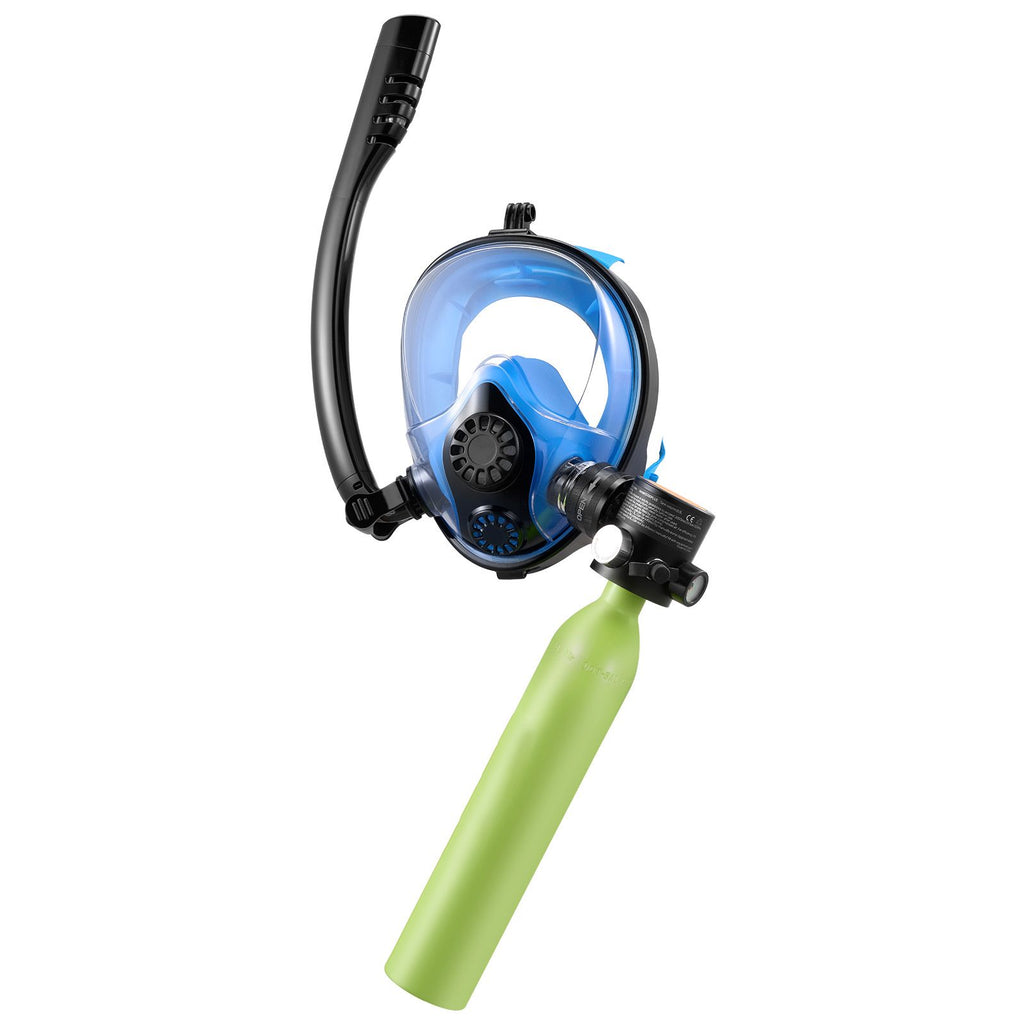 Mini Scuba Tank with Sub-Mask, 0.5L Portable Diving Tank for Underwater Breathing, Reusable Lung Diving Cylinder up to 10 Minutes Dive Time, Emergency Rescue Pony Bottle with Pump for Snorkeling
