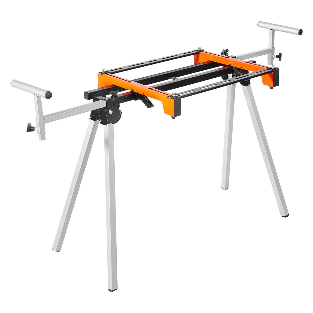 Miter Saw Stand, 300lbs Load Capacity Steel Collapsible Stand for Miter Saw with One-piece Mounting Brackets Clamps, Adjustable Height and Length, Portable Compact and Folding Miter Saw Stand