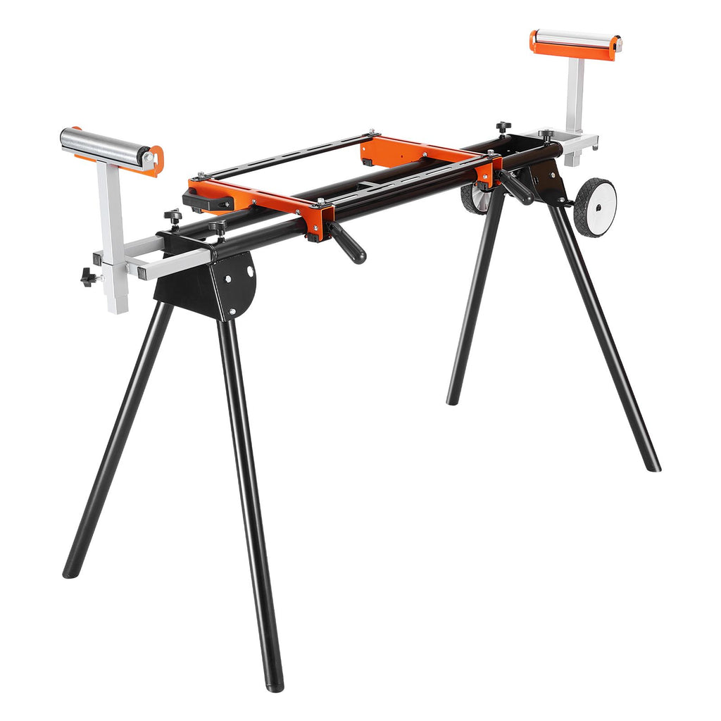 Miter Saw Stand, 550lbs Load Capacity Steel Collapsible Stand for Miter Saw with One-piece Mounting Brackets Clamps, Adjustable Height and Length, Portable Compact and Folding Miter Saw Stand