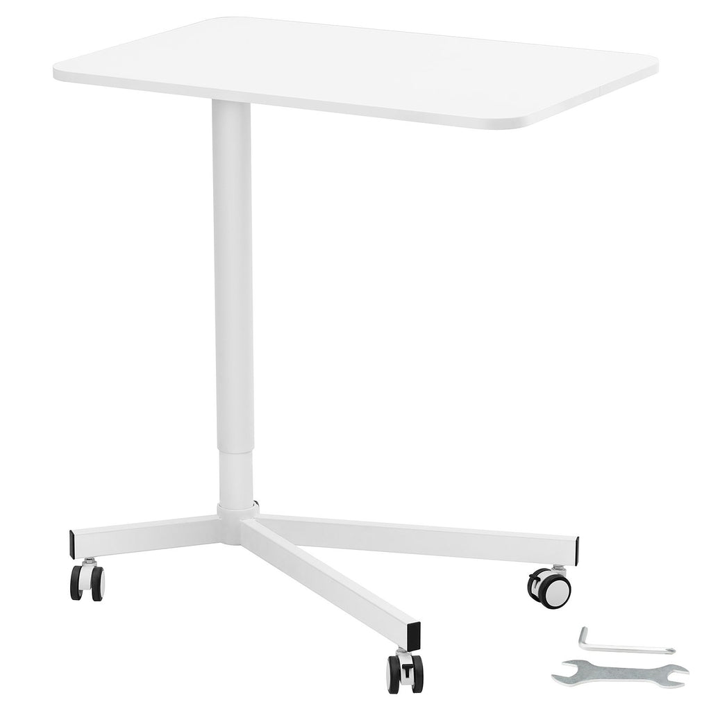 Mobile Standing Desk, 28.5"-44.2" Gas-Spring Height Adjustable Sit-Stand Desk, 360° Swivel Wheels (2 Lockable) Portable Rolling Laptop Table Computer Cart for Home Office School, 44LBS Loading