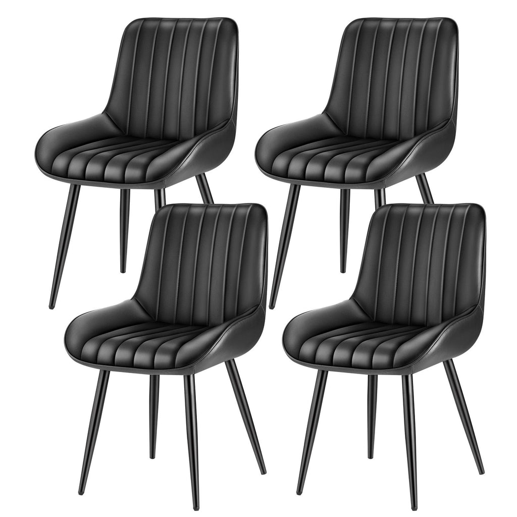 Modern Dining Room Accent Chairs Set of 4, Upholstered Fabric Side Chair for Dining Tables, Space-Saving Kitchen Table Chair with Thick Cushions and Metal Legs, Black