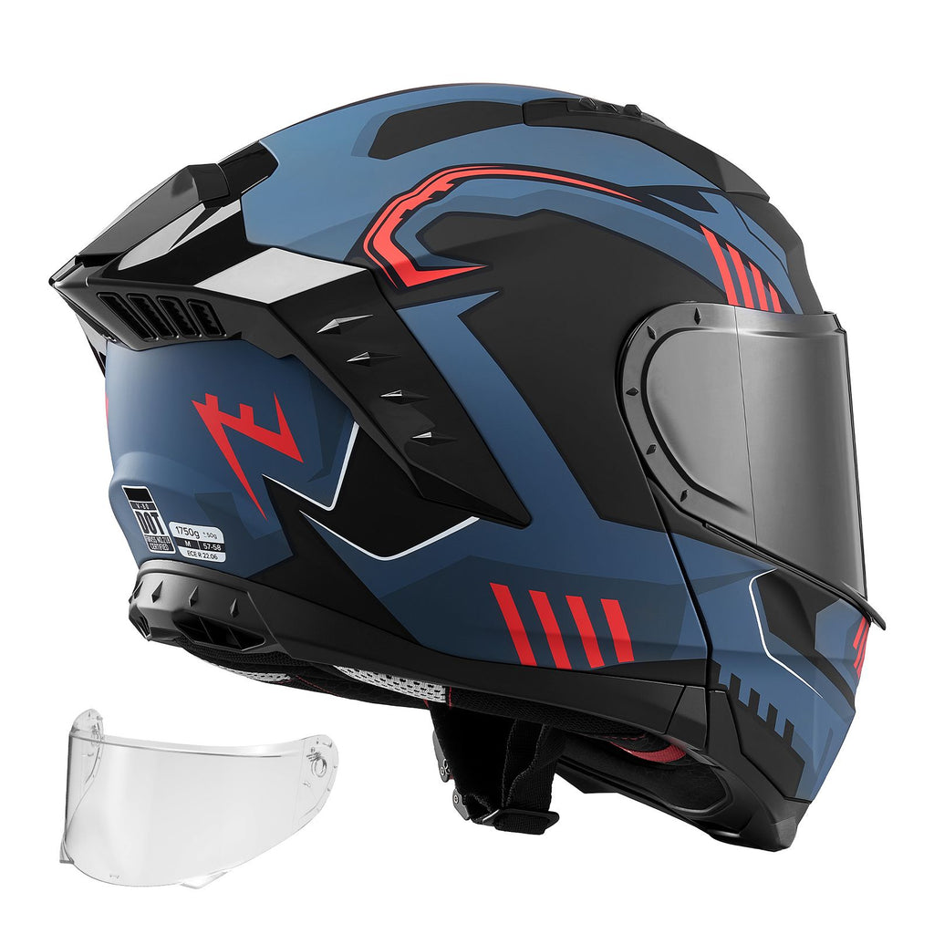 Modular Motorcycle Helmet, Flip up Full Face Helmet with Dual Visor, Lightweight Comfortable Adult Motocross Street Bike Helmet for Men and Women - DOT & ECE Approved (M Size)
