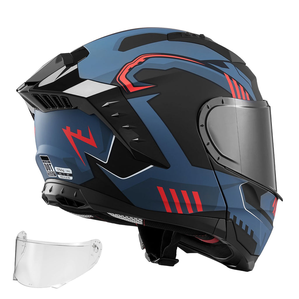 Modular Motorcycle Helmet, Flip up Full Face Helmet with Dual Visor, Lightweight Comfortable Adult Motocross Street Bike Helmet for Men and Women - DOT & ECE Approved (XL Size)