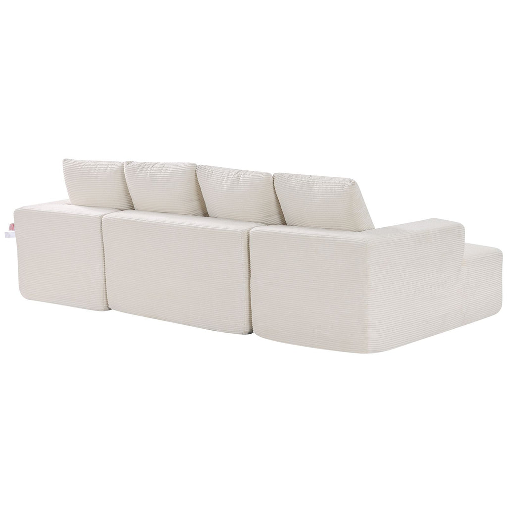 Modular Sectional Sofa, U Shaped Modular Sofa with Chaise, Cloud Sectional Couch with High Rebound Sponge and Density, Upholstered Corduroy Couch with Cushion for Living Room, Bedroom, Beige