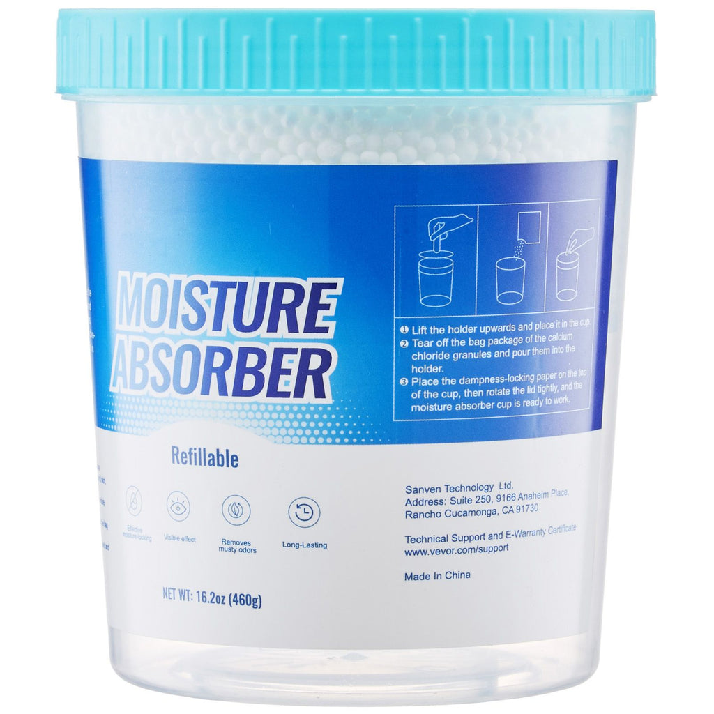 Moisture Absorber Bucket, 2 Packs 16.2 oz Hi-Capacity Moisture Absorber Bucket with 800ml Storage Area & Reusable Outer Bucket for Long-Term Use, Fragrance Free Moisture Absorber for Fresher Air
