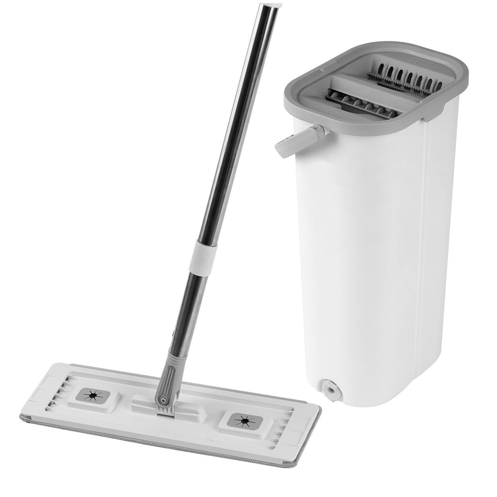Mop and Bucket with Wringer Set, Wet & Dry Use, Flat Mop and Bucket System with 3 Washable Microfiber Pads, Flat Mop with Stainless Steel Handle, Mop Bucket Set for Hardwood Tile Vinyl image 2