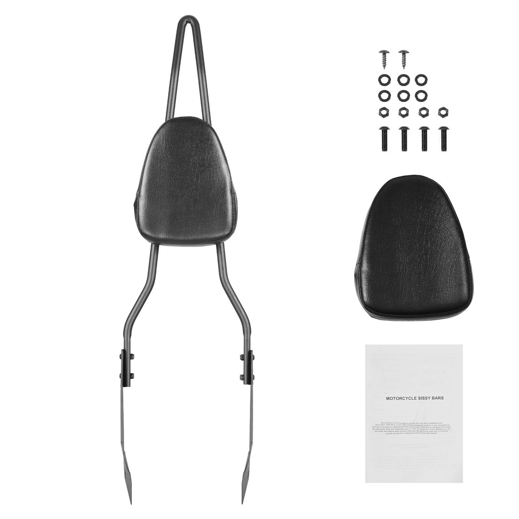 Motorcycle Backrest Sissy Bar, Compatible with Harley-Davidson Dyna Street Glide, Road Glide, and Road King, 29-Inch Height Detachable Passenger Backrest, Black