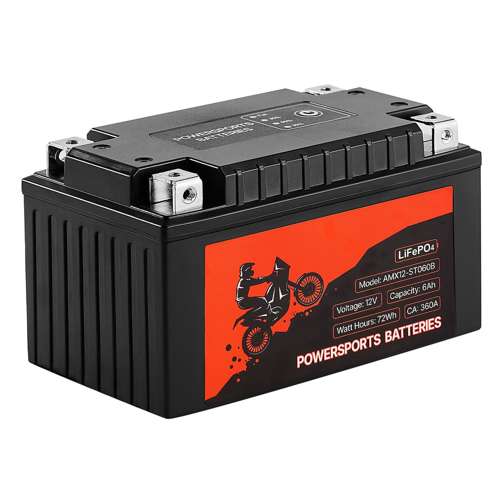 Motorcycle Battery, 12 Volt 6Ah, LiFePO4 Lithium Pre-Charged Powersports Battery, Maintenance Free & High Performance, Compatible with ATV, Motorcycle, Jet Skis, Scooter, UTV, and More