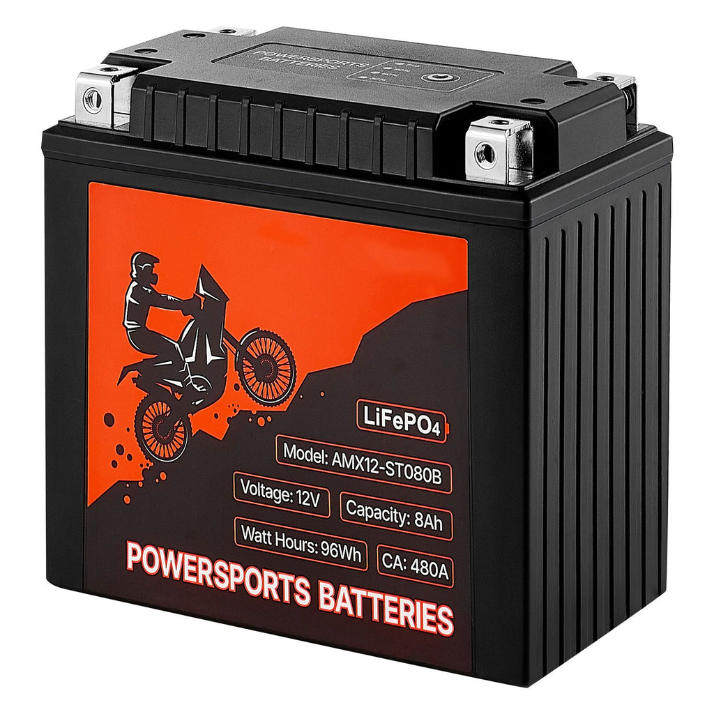 Motorcycle Battery, 12 Volt 8Ah, LiFePO4 Lithium Pre-Charged Powersports Battery, Maintenance Free & High Performance, Compatible with ATV, Motorcycle, Jet Skis, Scooter, UTV, and More