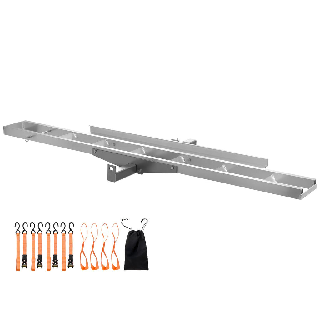Motorcycle Carrier, 400 lbs Capacity, Heavy Duty Aluminum Hitch Mount Rack with 47in Loading Ramp, Straps & Stabilizer, Scooter Dirt Bike Trailer Hauler for Car Truck with 2-Inch Hitch Receiver