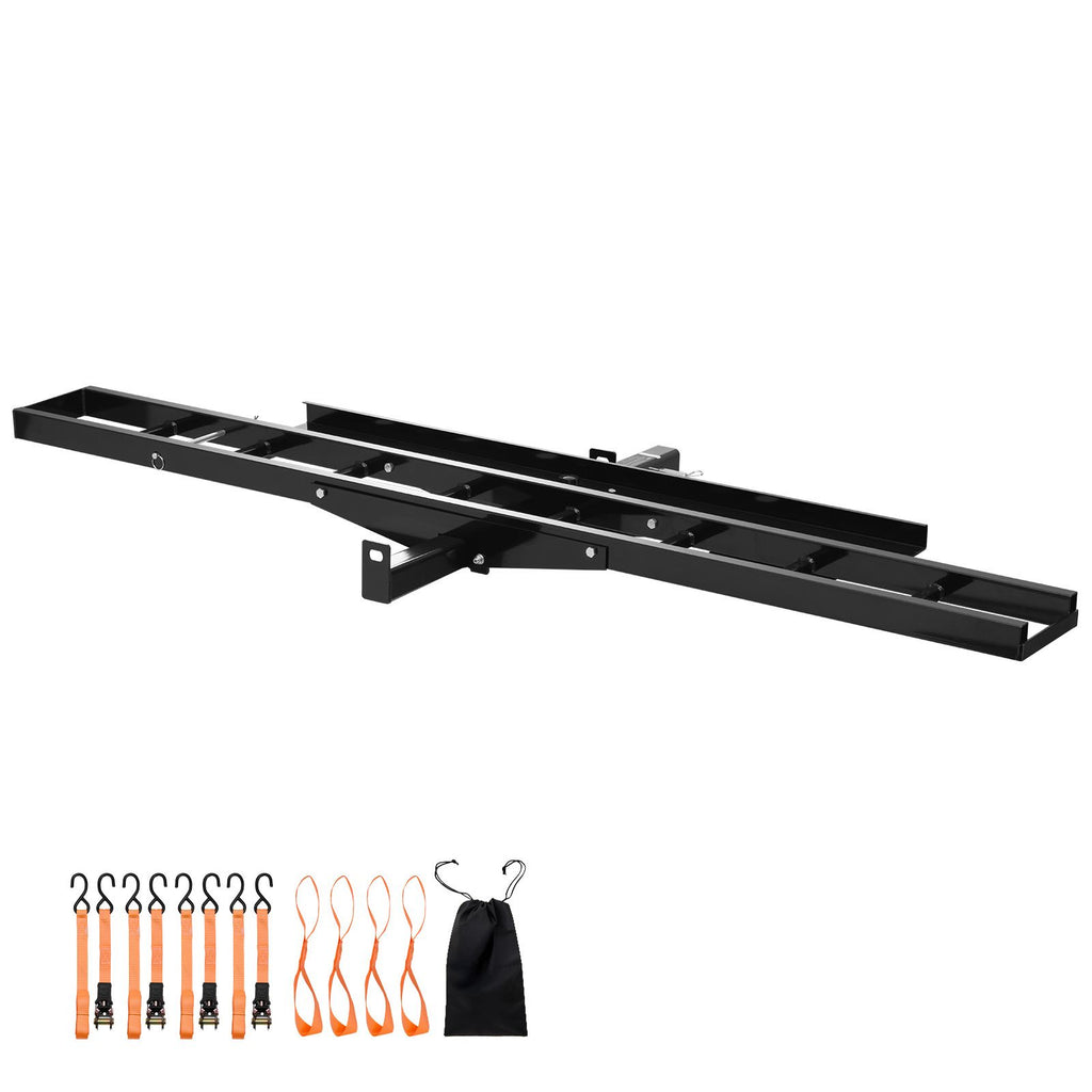 Motorcycle Carrier, 500 lbs Capacity, Heavy Duty Steel Hitch Mount Rack with 47in Ramp, Ratchet Straps & Stabilizer, Scooter Dirt Bike Trailer Hauler for Car Truck with 2-Inch Hitch Receiver