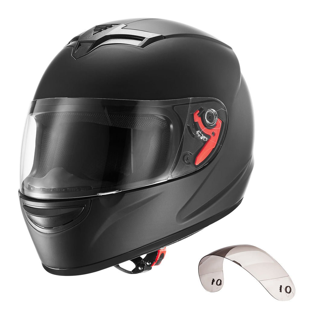 Motorcycle Helmet, Full Face, Adult Motocross Dirt Bike Helmet with Tinted and Clear Dual Visor, Motorbike Racing Street with Detachable Liner for Men & Women, DOT Approved, (Matte Black, XL)