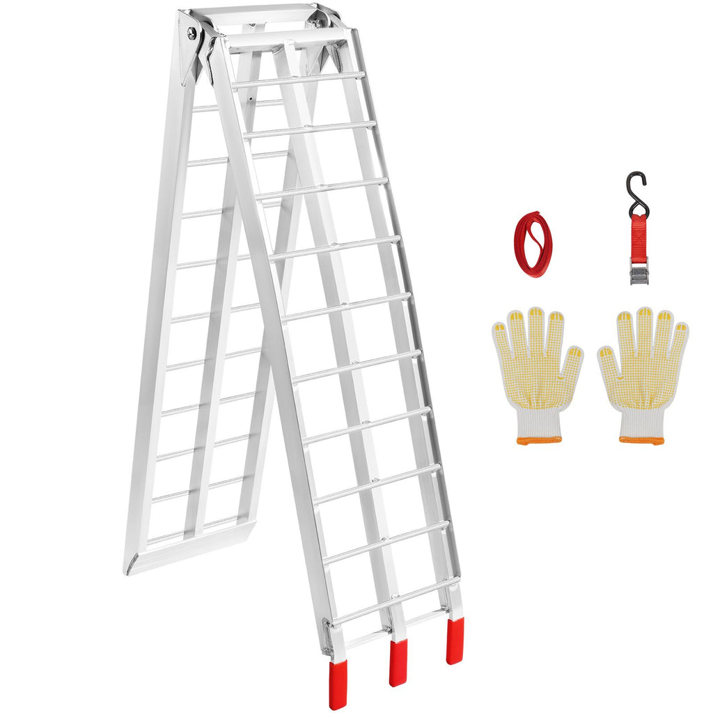 Motorcycle Ramp, 750lbs Folding Loading Ramp for Pickup Trucks Bed, Trailers Ramp with Load Straps for Motorcycle, Dirt Bike, UTV, Lawn Mower, Truck, Snowblower, Cargo Trailer, 89"L x 12"W,1Pc