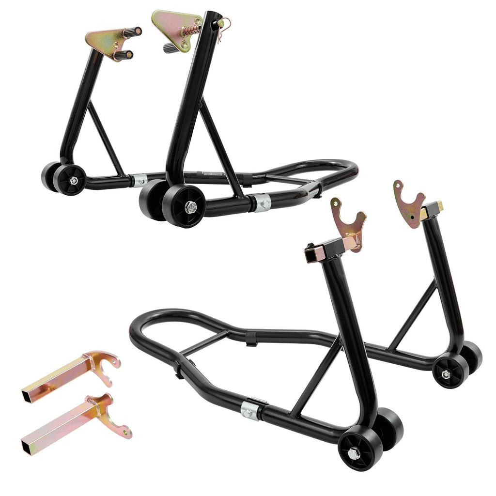 Motorcycle Stand Lift, 850lbs Front Rear Combo Stand Lift Stand, Front and Rear Wheel Fork Stand, U+L Fork Swingarm Spool, Compatible with Most Yamaha Honda Kawasaki Suzuki Motorcycles, Black