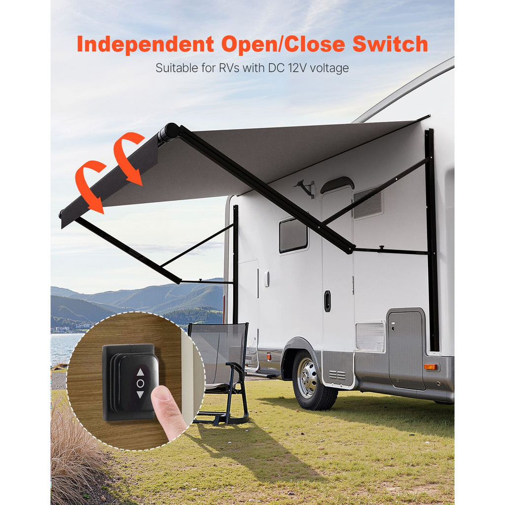 Motorized RV Awning Complete Kit, 16' Retractable Awning with Aluminum Alloy Frame, Outdoor Trailer Awning, Fit for Most RVs(Black Fade) image 2
