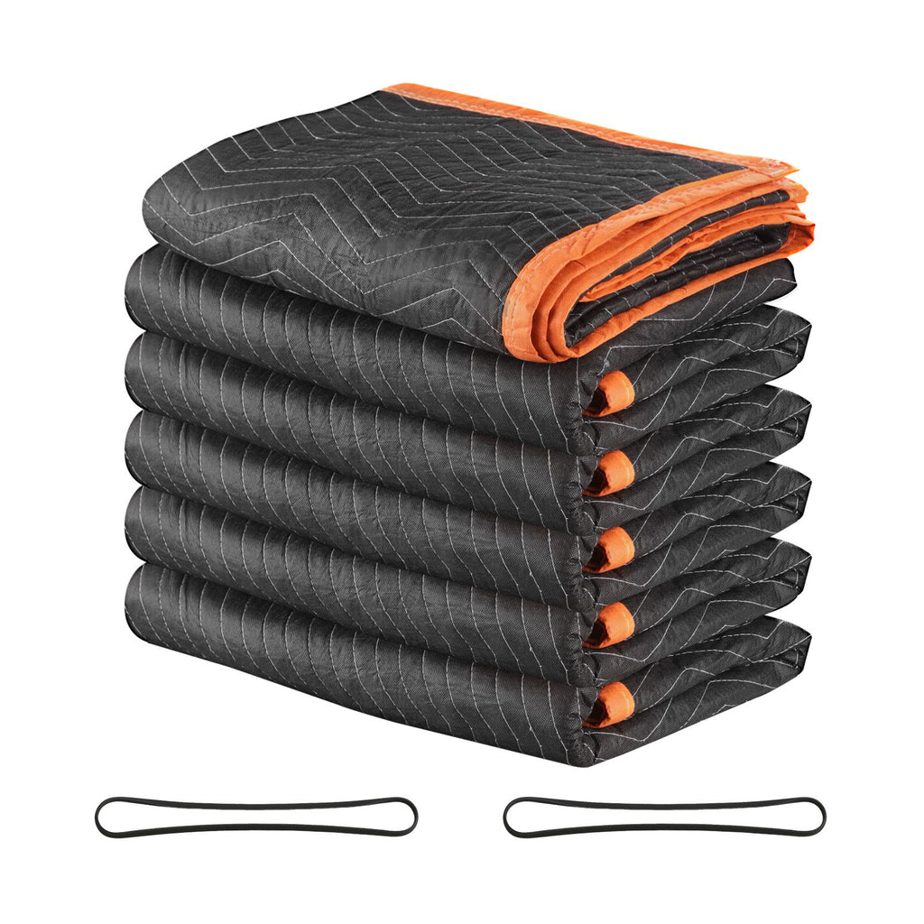 Moving Blankets 6 Pcs, 80 x 72 in (35 lbs/dz) Large Packing Blankets with Cotton Filling, Heavy Duty Nonwoven Fabric Padded Moving Blanket for Shipping, Wrapping, Protecting Furniture