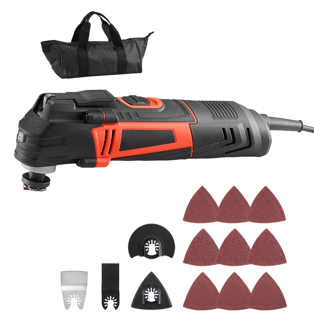 Multitool Oscillating Tool, 4Amps Electric Oscillating Multi Tool Corded with 6 Variable Speeds 7000 - 19000 OPM, 3.2° Oscillating Angle, 13PCS Saw Accessories, LED Work Light & Tool Bag