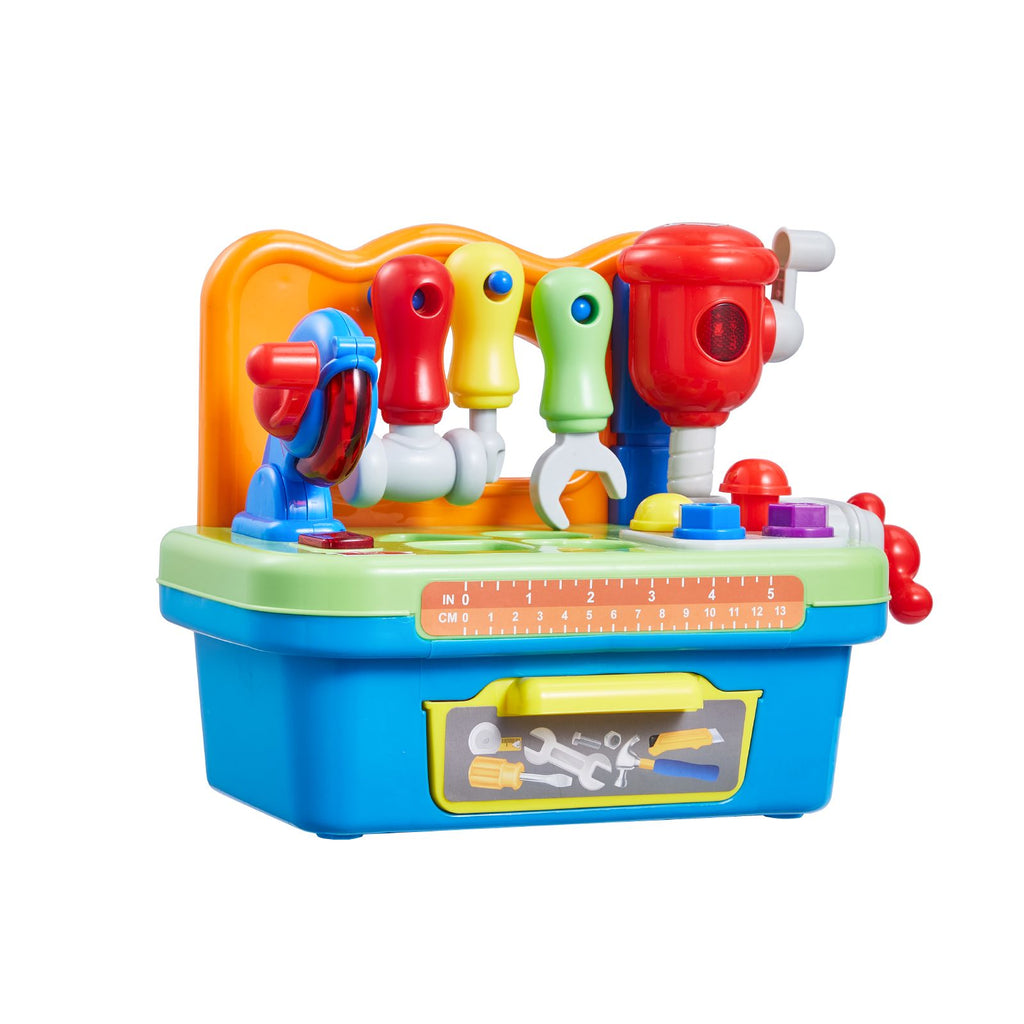 Musical Workbench Toy, Sounds & Lights, Musical Learning Workbench for Toddler Age 2 Years and Up, Baby Pretend Play Tool Set, Infant Shape Sorter Activities, Kids Pounding Game, Boys & Girls