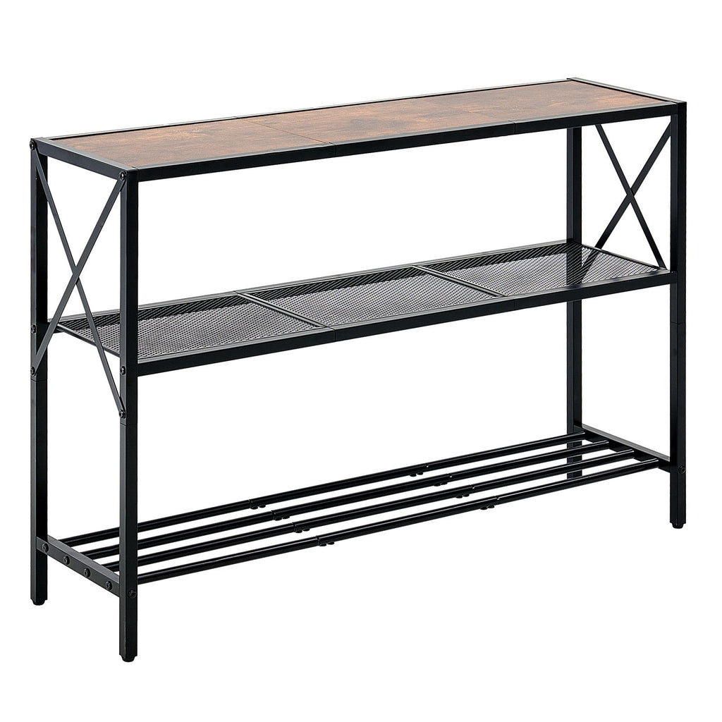 Narrow Console Sofa Table, 41.7 inches Behind Couch Table, 3-Tier Long Entryway Table and Skinny Hallway Table, Narrow Sofa Table with Metal Frame, for Entryway, Hallway, Living Room & Bedroom
