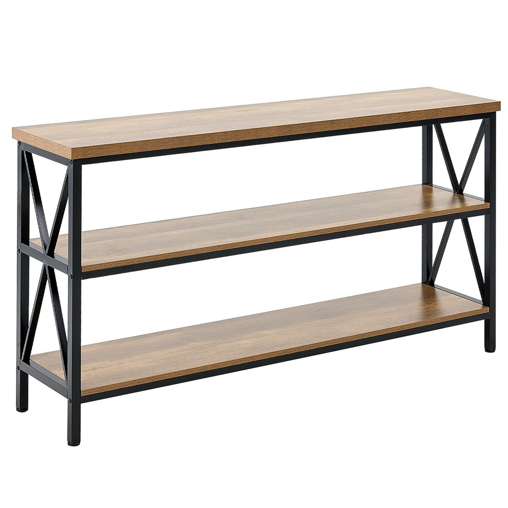 Narrow Console Sofa Table, 55.1 inches Behind Couch Table, 3-Tier Long Entryway Table and Skinny Hallway Table, Narrow Sofa Table with Metal Frame, for Entryway, Hallway, Living Room & Bedroom