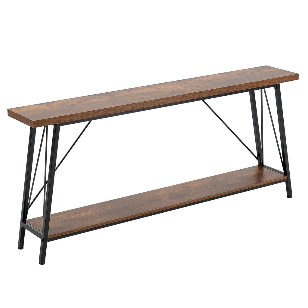 Narrow Console Sofa Table, 70.9 inches Behind Couch Table, 2-Tier Long Entryway Table and Skinny Hallway Table, Narrow Sofa Table with Metal Frame, for Entryway, Hallway, Living Room & Bedroom