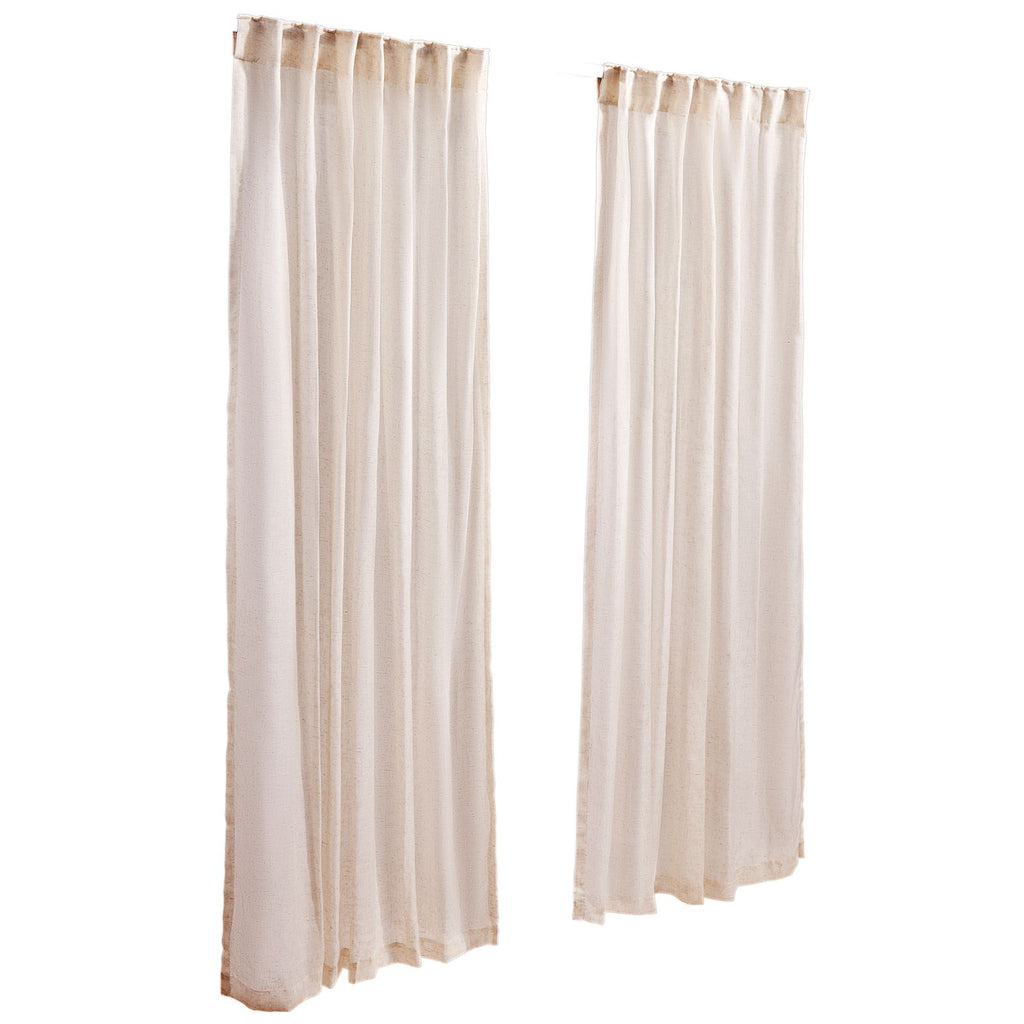 Natural Linen Curtains, 52 x 84 inch 2 Panels Set, Semi Sheer Light Filtering Flax Textured Linen Drapes, Rod Pocket Back Tab Design, for Modern Farmhouse, Living Room, Bedroom Window Curtain