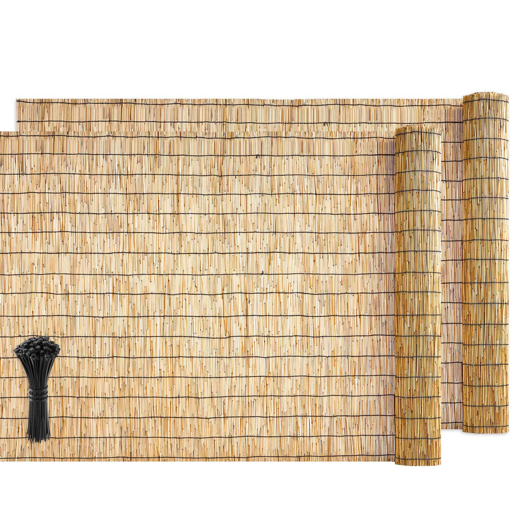 Natural Reed Fencing, 4 ft x 16.4 ft, 2 Pack Decorative Natural Reed Fencing Roll, Decorative Fence for Backyard Divider, Privacy Screen Panel Curtain for Balcony Patio Garden Backyard Outdoor