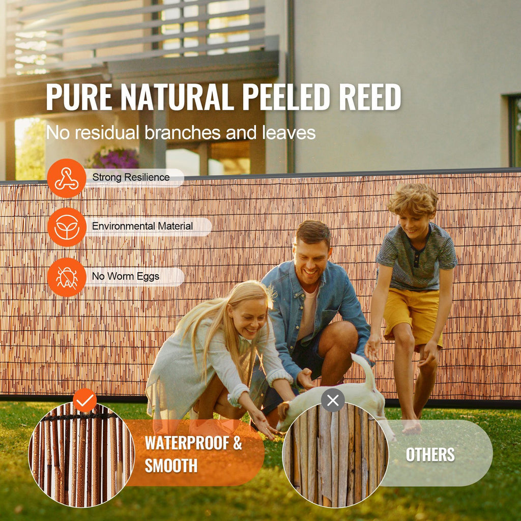 Natural Reed Fencing, 4 ft x 16.4 ft, 2 Pack Reed Screen Curtain Balcony Reed Fence Roll for Outdoor Backyard Patio, Decorative Fence for Backyard Garden Fencing Divider, Privacy Panel, Brown