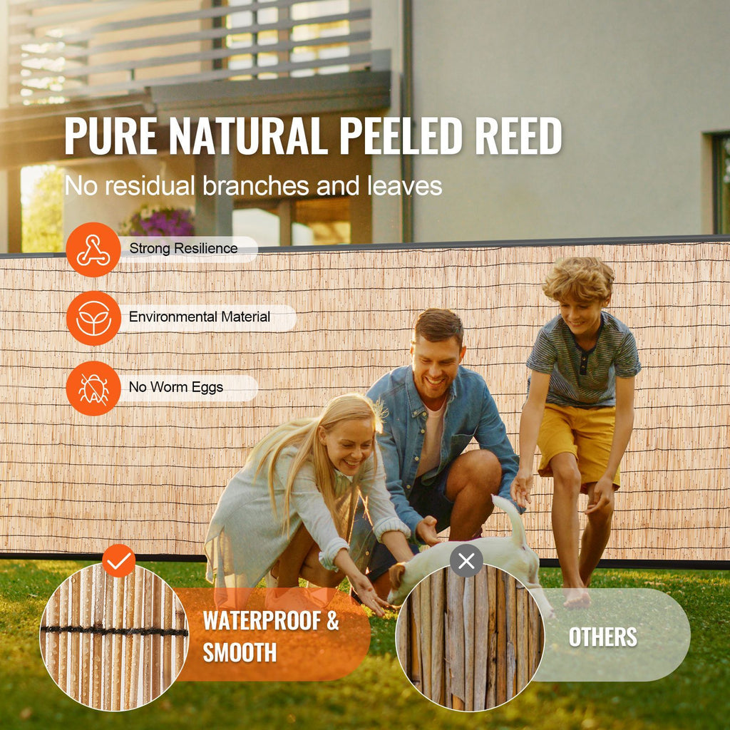 Natural Reed Fencing, 4 ft x 16.4 ft, 2 Pack Reed Screen Curtain Balcony Reed Fence Roll for Outdoor Backyard Patio, Decorative Fence for Backyard Garden Fencing Divider, Privacy Screen Panel