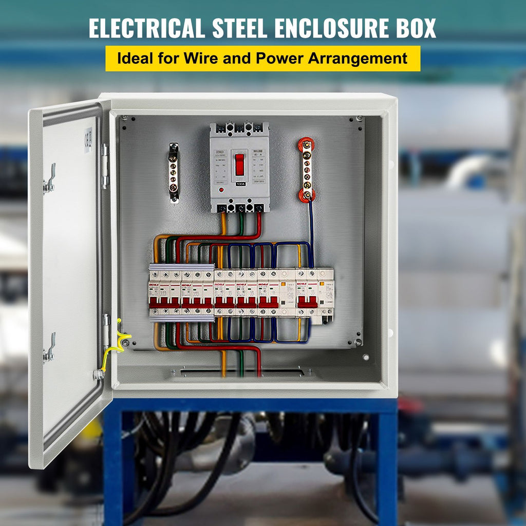NEMA Metal Case, 24x24x12'' NEMA 4X Metal Electric Enclosure, IP66 Water & Dust Resistant, Suitable for Both Outdoor & Indoor Use, Includes Mounting Plate