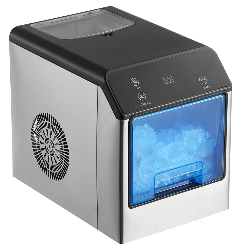 Nugget Ice Maker, 33lbs/24H Pebble Ice Maker with Self Cleaning, Chewable Ice Maker with Ice Scoop & Drip Tray, Stainless Steel Ice Machine with Convenient Ice Transfer for Home Kitchen Office