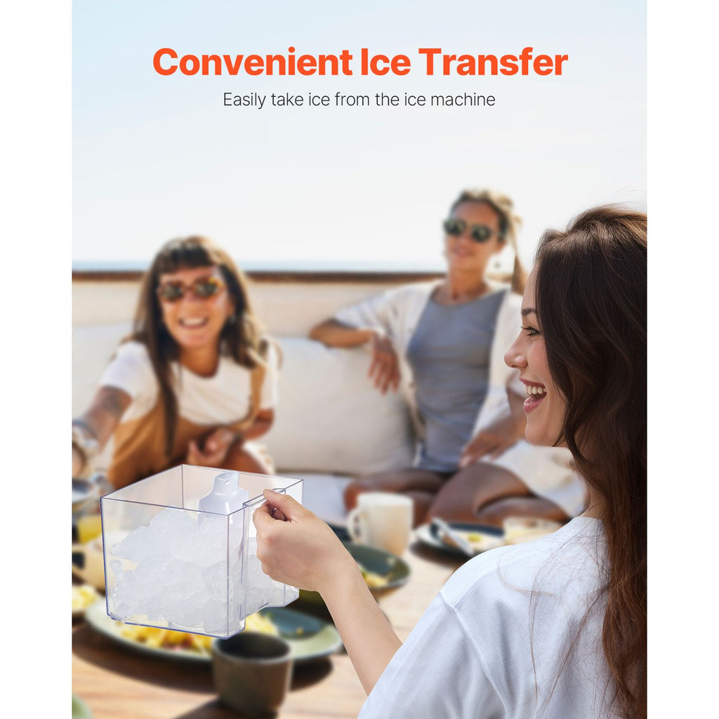 Nugget Ice Maker, 37lbs/24H Pebble Ice Maker with Self Cleaning, Chewable Ice Maker with Ice Scoop and Basket, Stainless Steel Ice Machine with Convenient Ice Transfer for Home Kitchen Office image 2