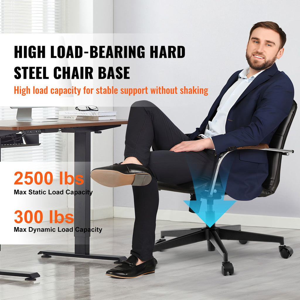 Office Chair Base Replacement, 28", 2500 lbs Static Load Capacity, Heavy Duty Universal Computer Desk Chair Stool Base Part with Reinforced Metal Legs, Desk Chair Base Replacement Parts, Black image 2
