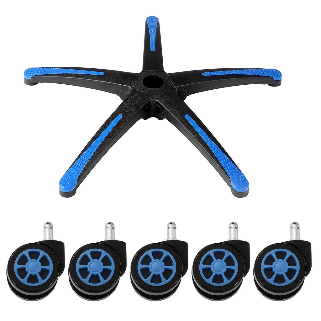 Office Chair Base Replacement, 28", 2500 lbs Static Load, Heavy Duty Universal Computer Desk Chair Stool Base Part with 5 Casters and Reinforced Legs, Desk Chair Base Replacement, Black + Blue