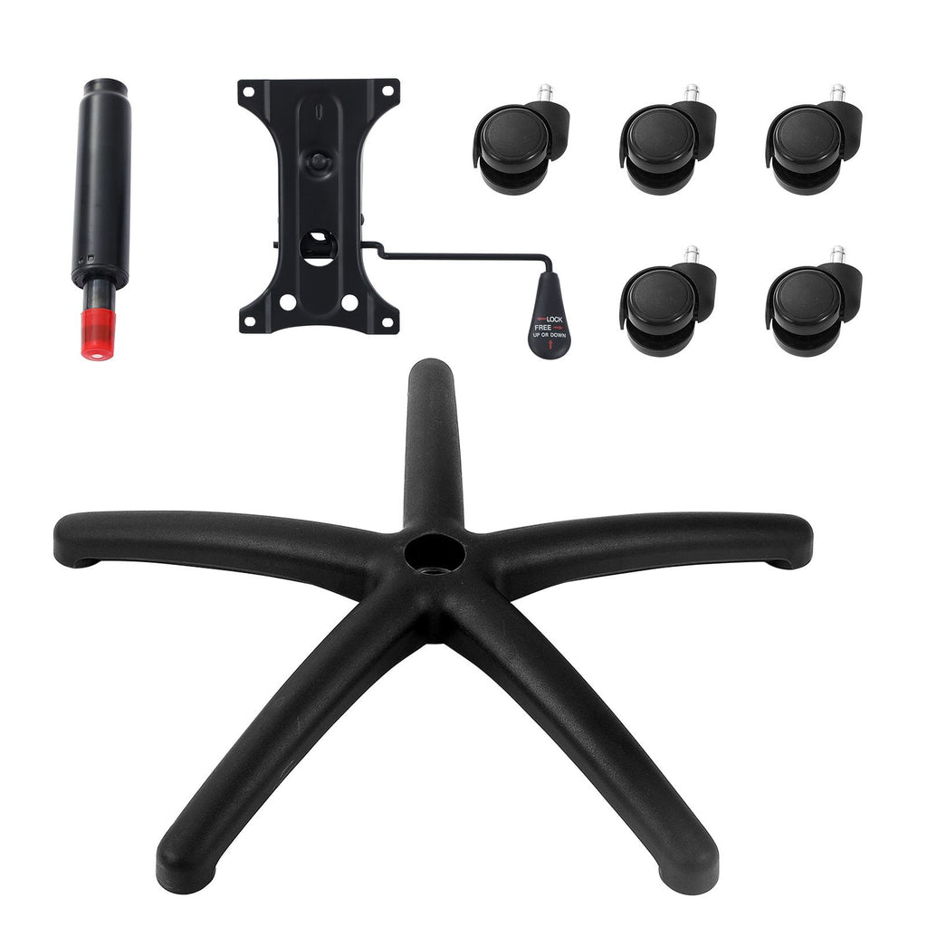 Office Chair Base Replacement, 28", 2500 lbs Static Load, Heavy Duty Universal Computer Desk Chair Stool Base Part with 5 Casters, Gas Cylinder & Seat Plate, Desk Chair Base Replacement, Black