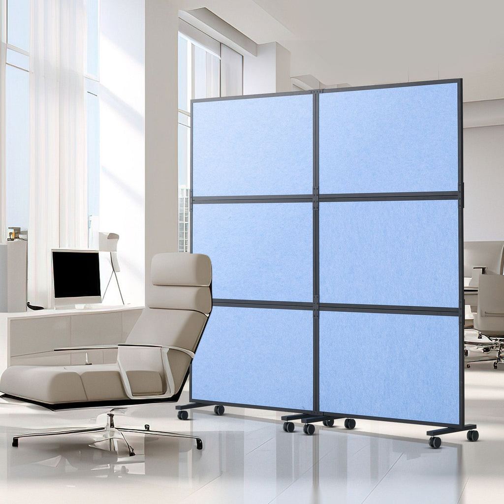 Office Divider, 2 Panel Office Partition, Freestanding Office Divider Wall Partition & Privacy Divider Reduce Noise and Room Separation, Light Blue