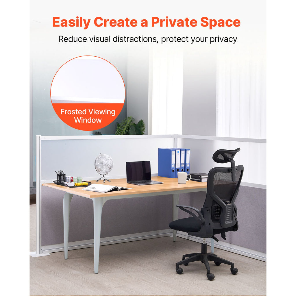 Office Divider Privacy Partitions, 2-Pack, 72" x 48" Room Divider Walls, PET Workstation Cubicle Partition with Frosted Acrylic Windows, Freestanding Privacy Panels for Office Library School image 2
