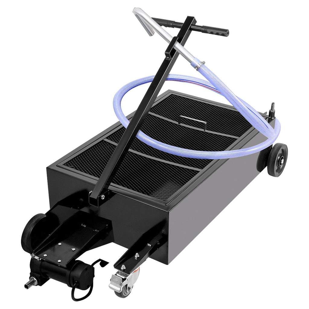Oil Drain Pan 25 Gallon Oil Drain Tank, 95L Low Profile Oil Drain Pan, Large Capacity Oil Change Pan, Foldable Hand, with Electric Pump, Hose, Swivel Casters for Car, SUV, Trucks Oil Draining